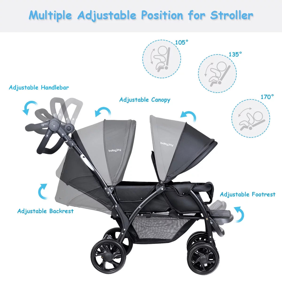 Infans Foldable Double Baby Stroller