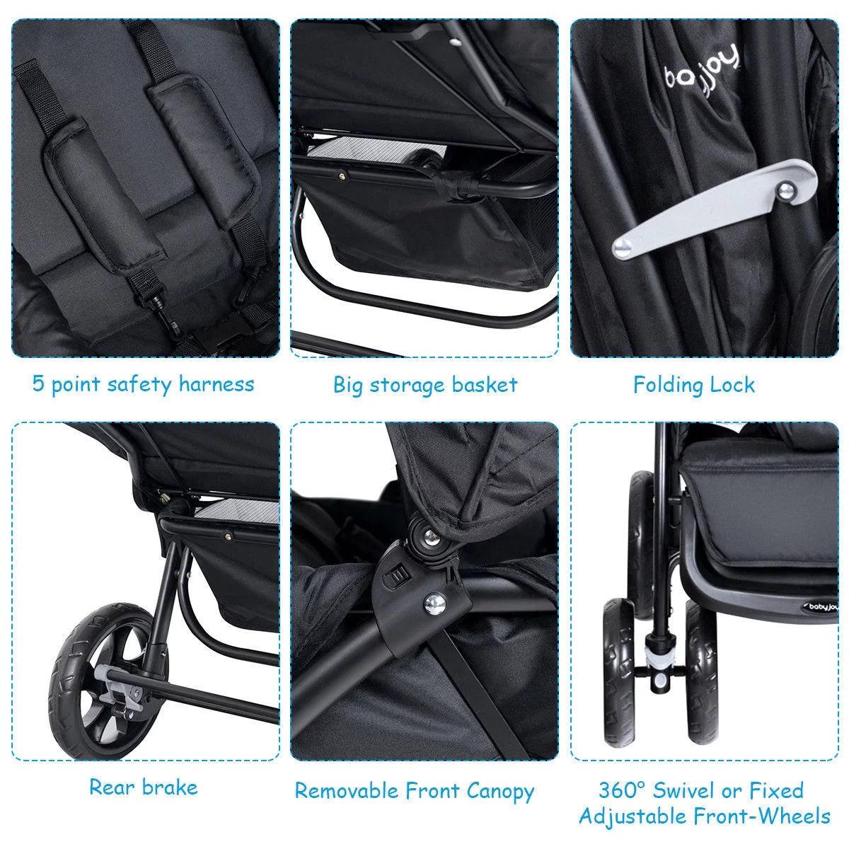 Infans Foldable Double Baby Stroller