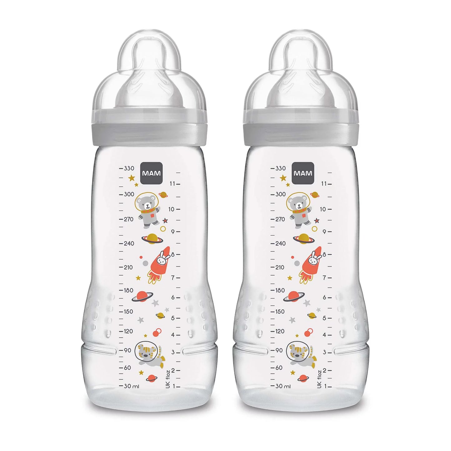 Easy Active Bottle 11 Oz (2-Count), Fast Flow Bottles, 4+ Month, Unisex, Gray Unisex 2 Count (Pack of 1)