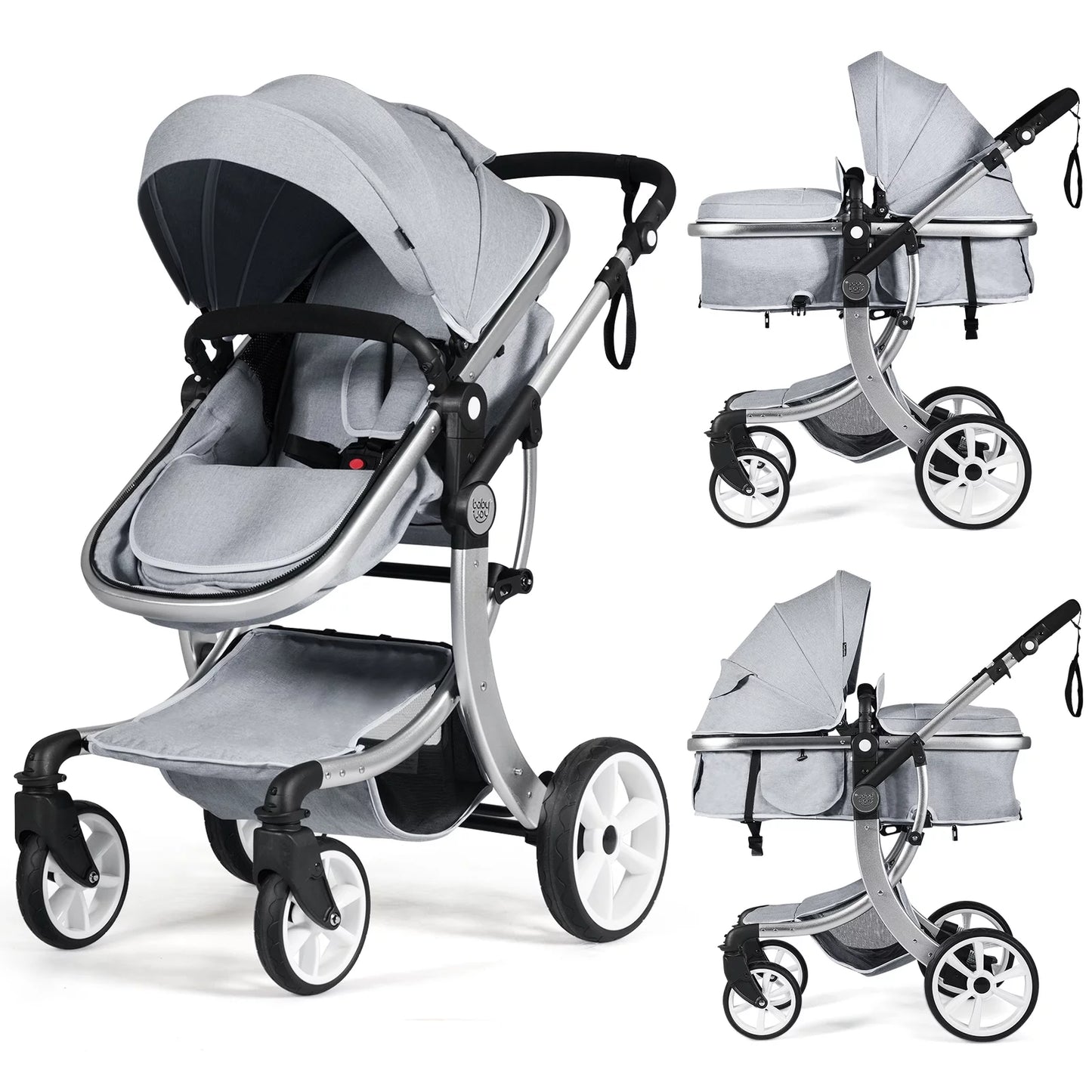 Babyjoy High Landscape Stroller 2-In-1 (Grey)