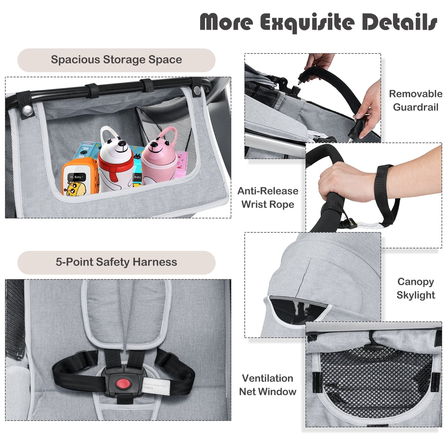 Babyjoy High Landscape Stroller 2-In-1 (Grey)