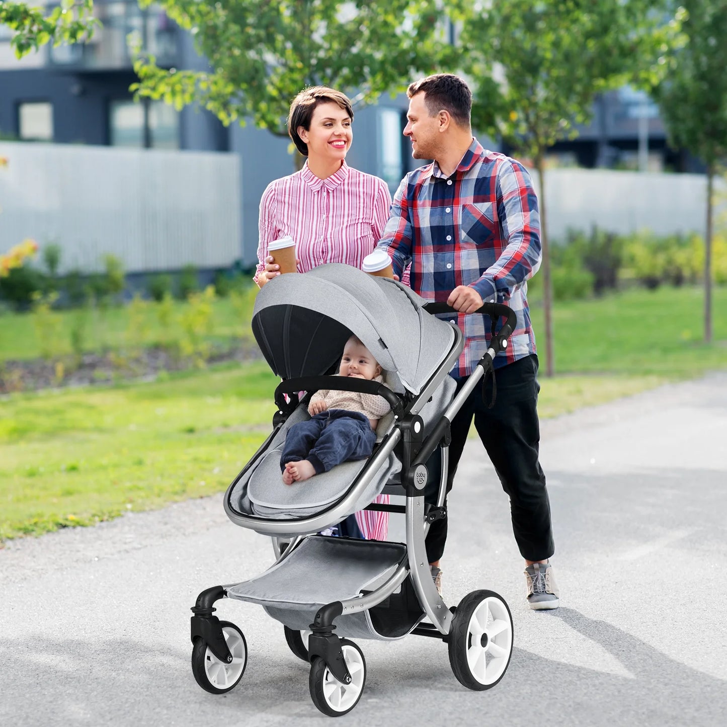 Babyjoy High Landscape Stroller 2-In-1 (Grey)