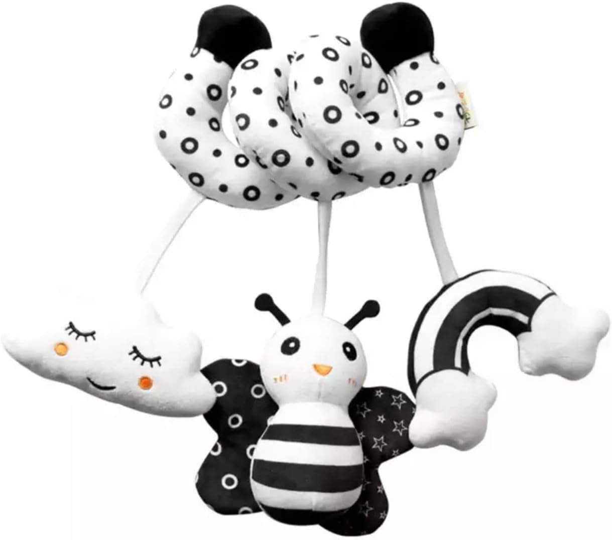 Crib Decorations Toy, Baby Crib Toy Hanging Decorations Plush Toys for Crib Bed Stroller Spiral Plush Toys Car Seat Travel Toy for Infant 0-6 Months, Bee