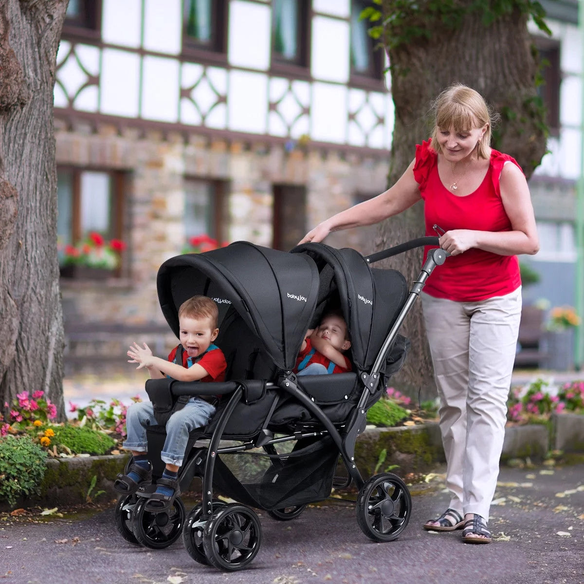 Infans Foldable Double Baby Stroller