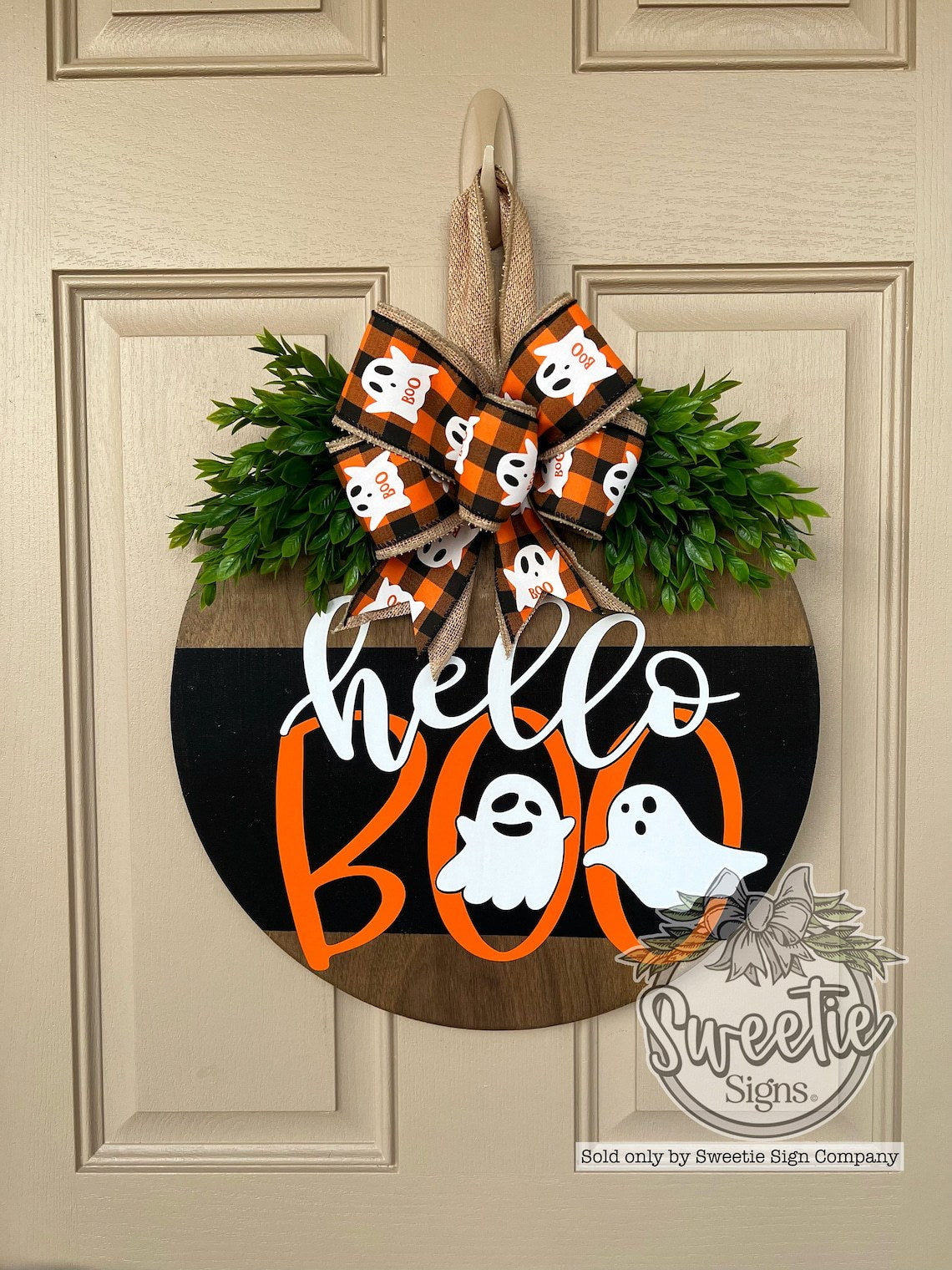 Halloween White Ghost BOO Doorplate Pendant