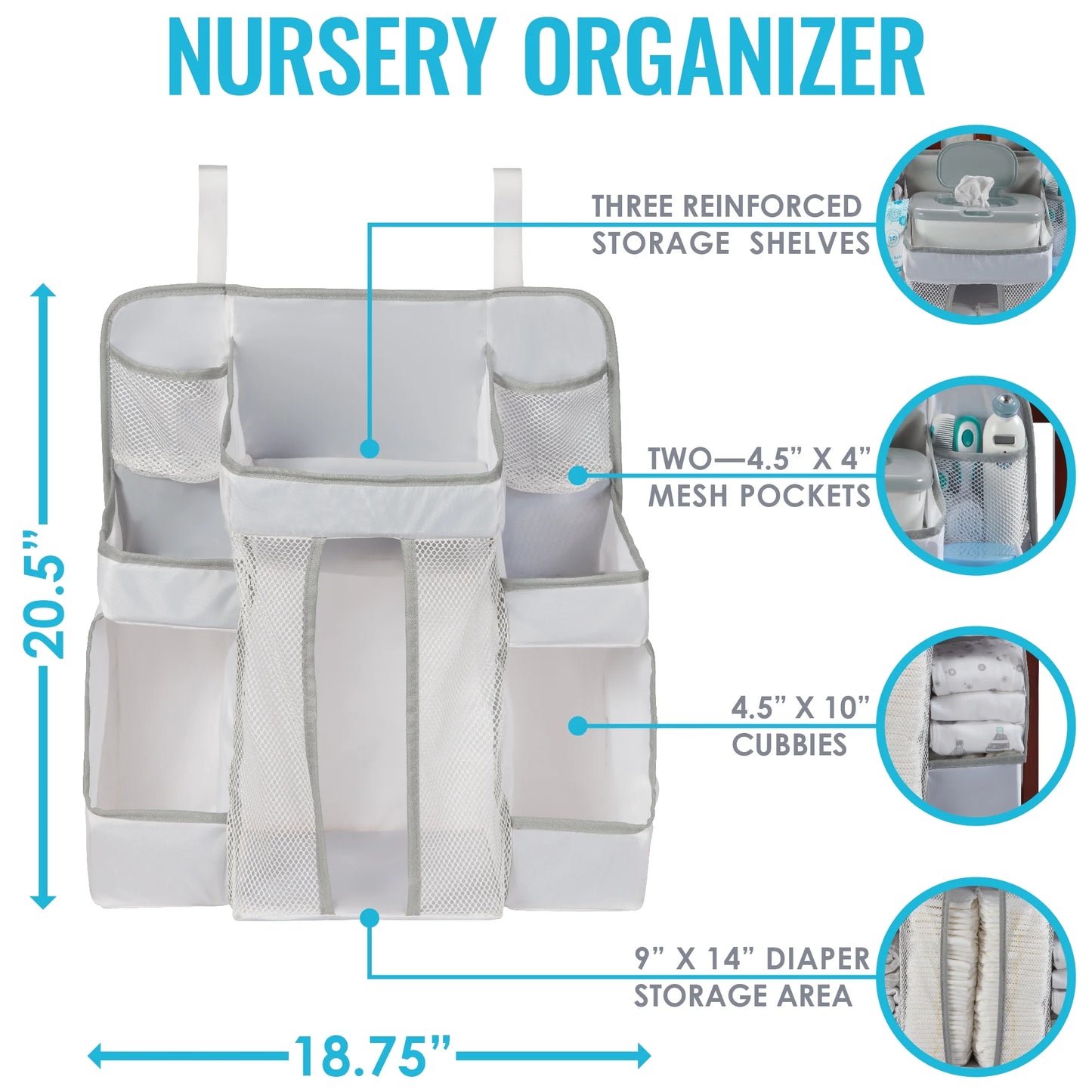 LA Baby Diaper Caddy and Nursery Organizer