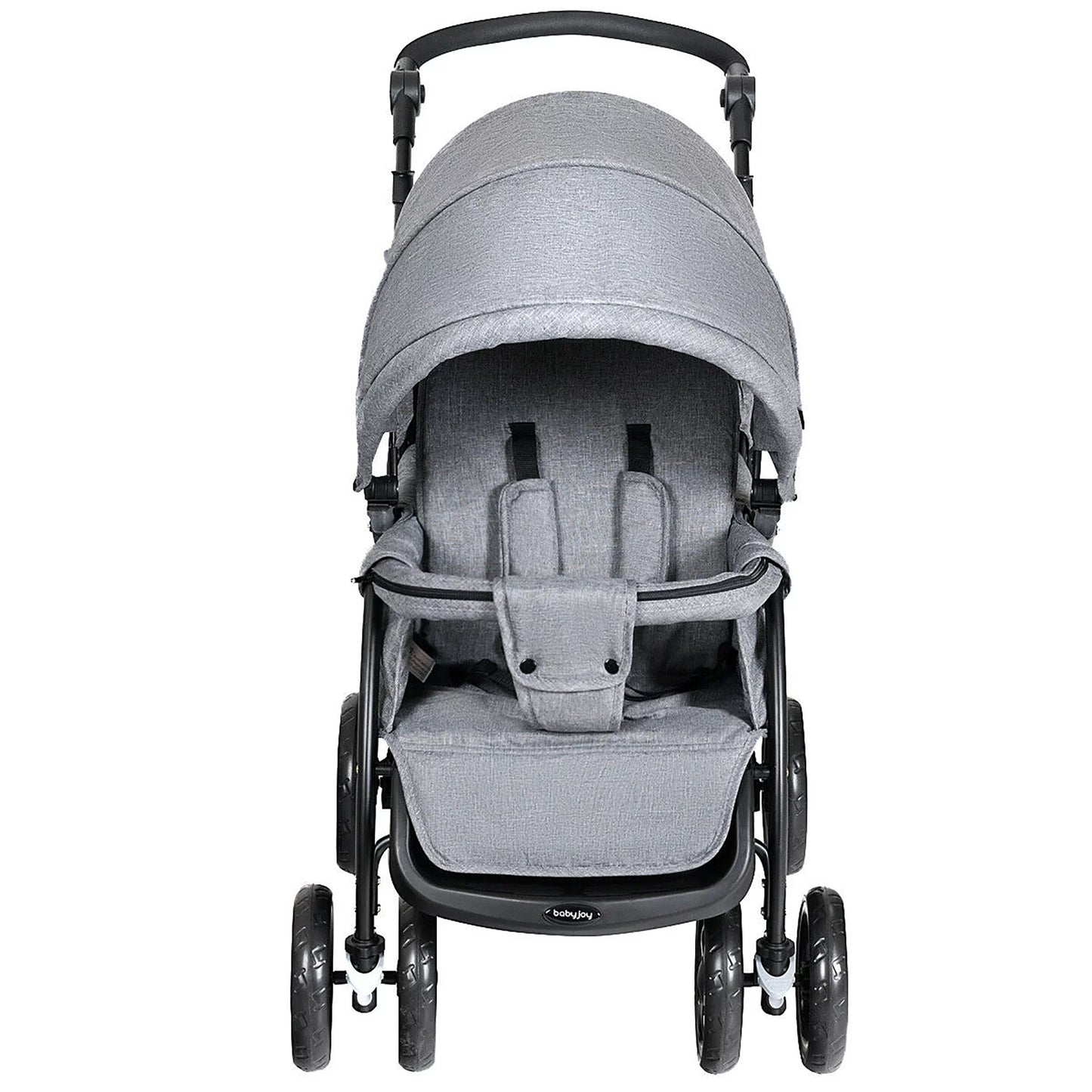 Babyjoy Double Stroller Foldable Baby Twin Lightweight Travel Stroller Infant Pushchair Grey