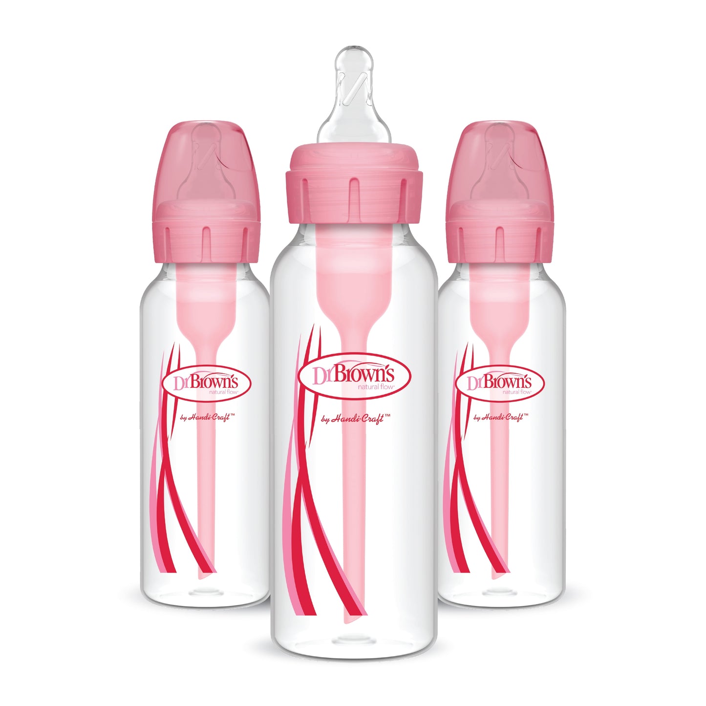 Natural Flow Anti-Colic Options+ Narrow Baby Bottle, 8Oz/250Ml, 0M+, Pink, 3 Pack