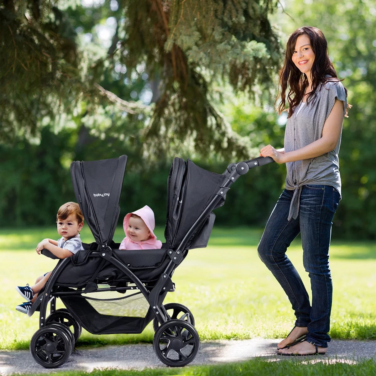 Infans Foldable Double Baby Stroller