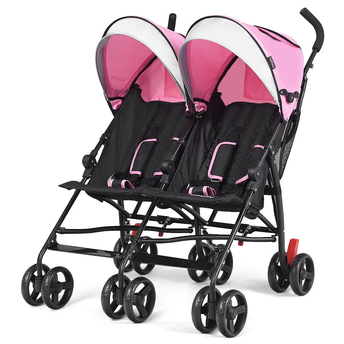 Baby-Joy Foldable Twin Baby Double Stroller Kids Ultralight Umbrella Stroller Pushchair Pink