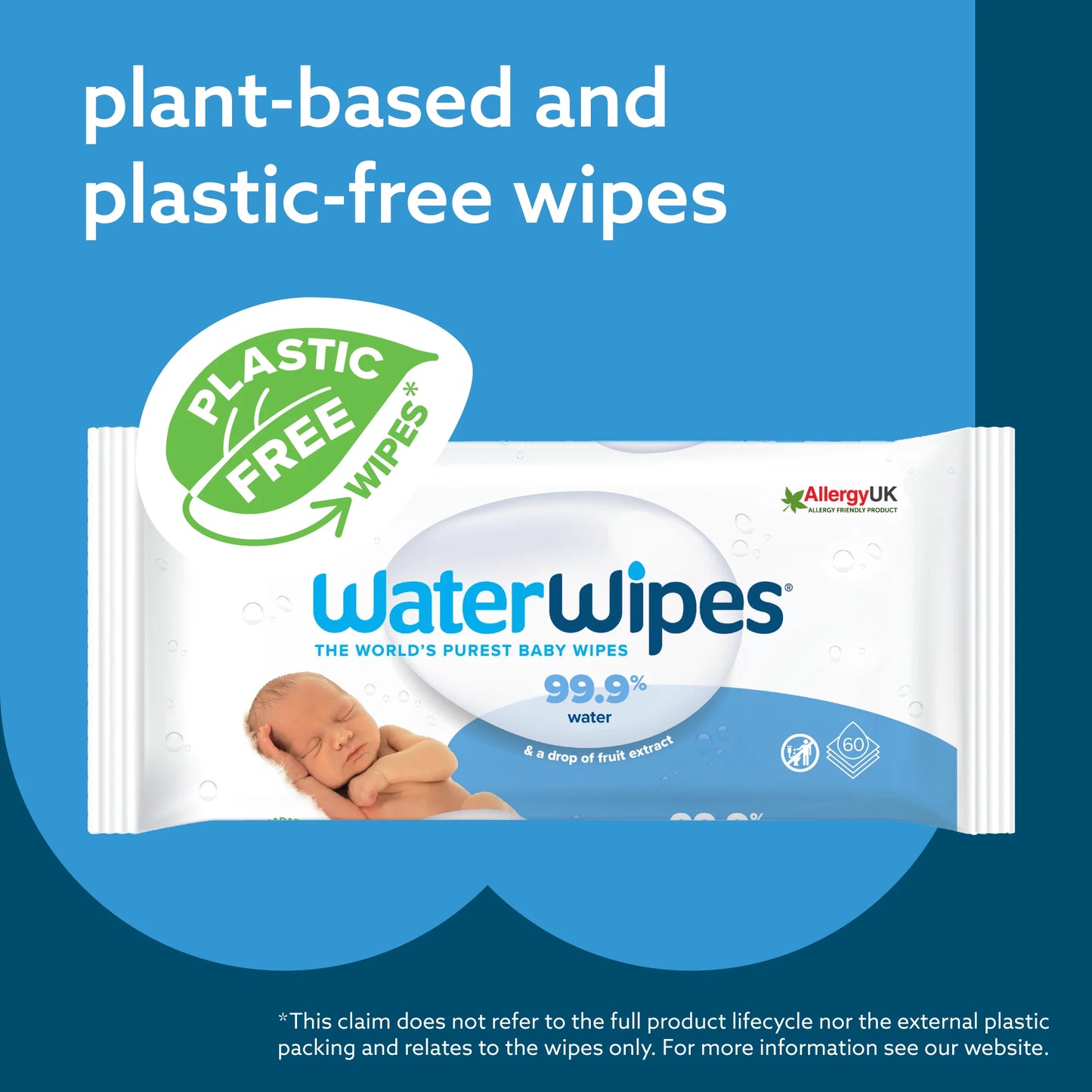 Original 99.9% Water Based Baby Wipes, Unscented, 4 Resealable Packs (240 Wipes)