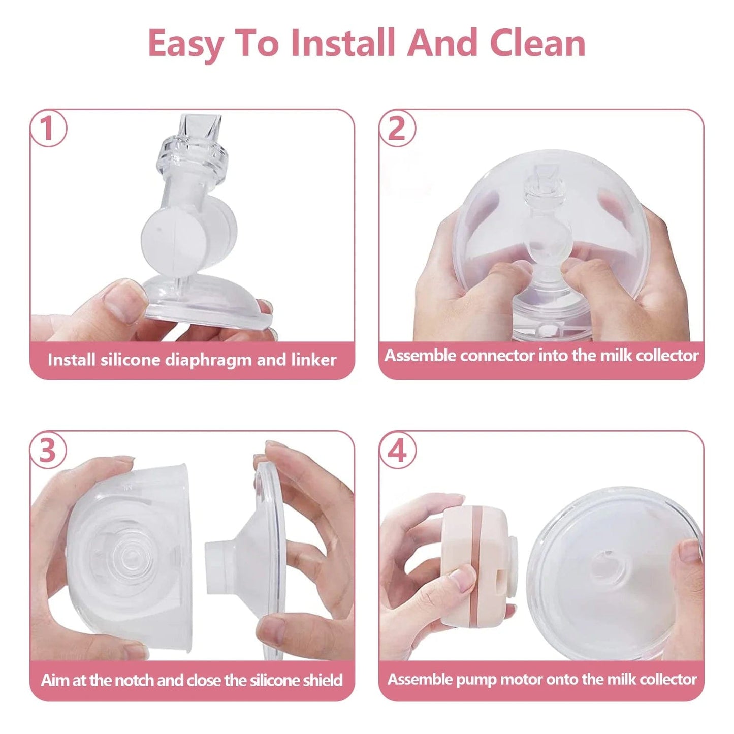 Electric Breast Pump, Wearable Breast Pump, Hands-Free Breast Pumps with 3 Modes, 9 Levels, Pink