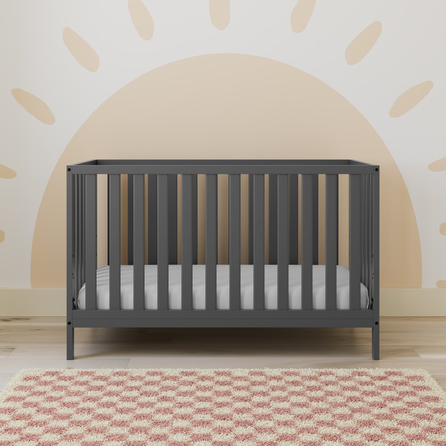 Sunset 4-In-1 Convertible Baby Crib, Gray