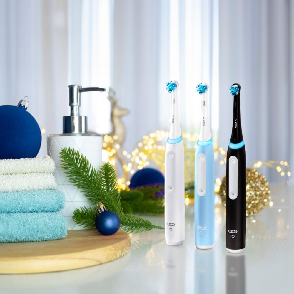 Io Deep Clean Rechargeable Electric Powered Toothbrush, Black with Io Series 3 Limited, 2 Brush Heads and Travel Case - Pressure Sensor to Protect Gums - 3 Cleaning Settings - 2 Minute Timer