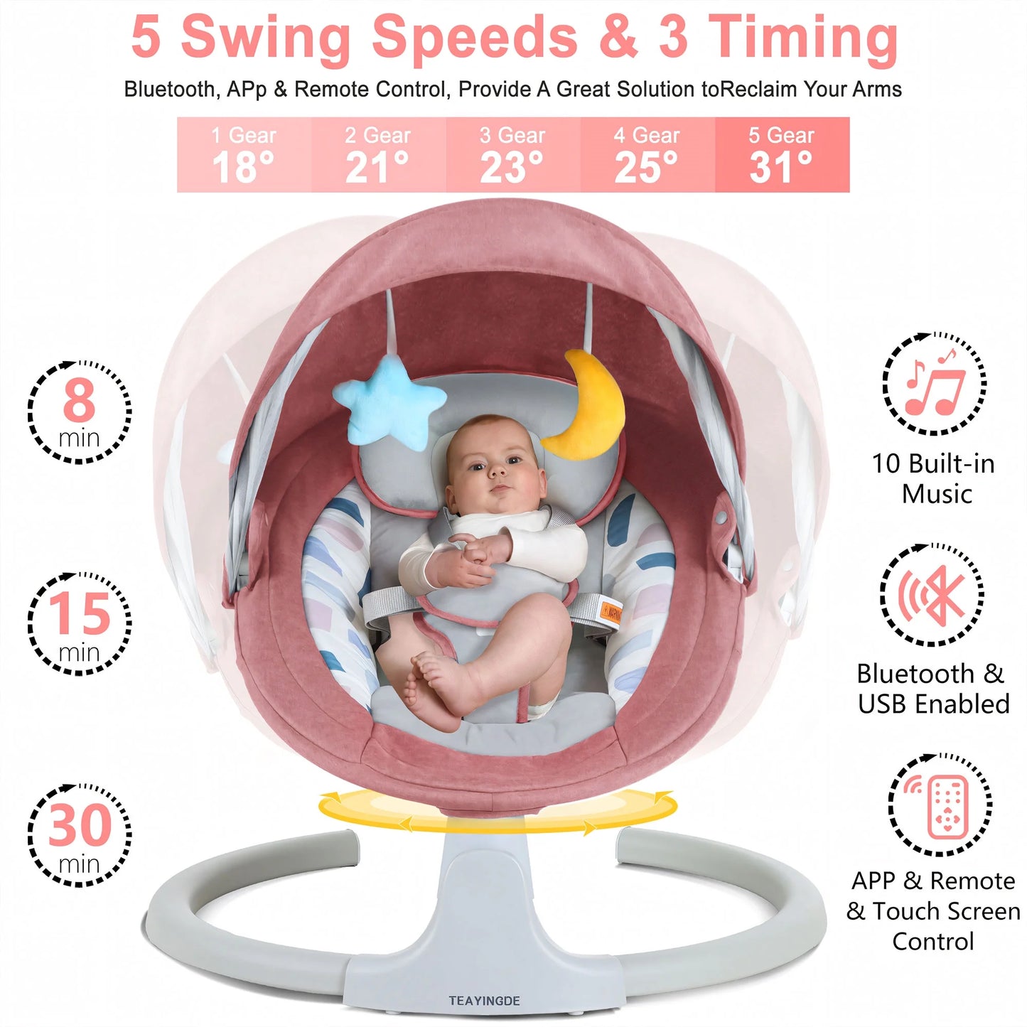 TEAYINGDE Baby Swing (Pink)