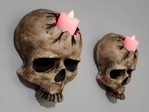Halloween Ghost Skull Wall Candle Holder