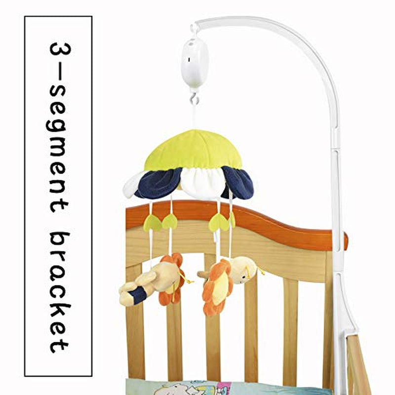 28 Inches Crib Mobile Arm with Mobile Music Box,Mobile Arm for Crib with Crib Mobile Motor, Mobile Holder for Crib,Crib Mobile Spinner with 3 Modes（Rotating& Music,Rotating Only, Music Only)