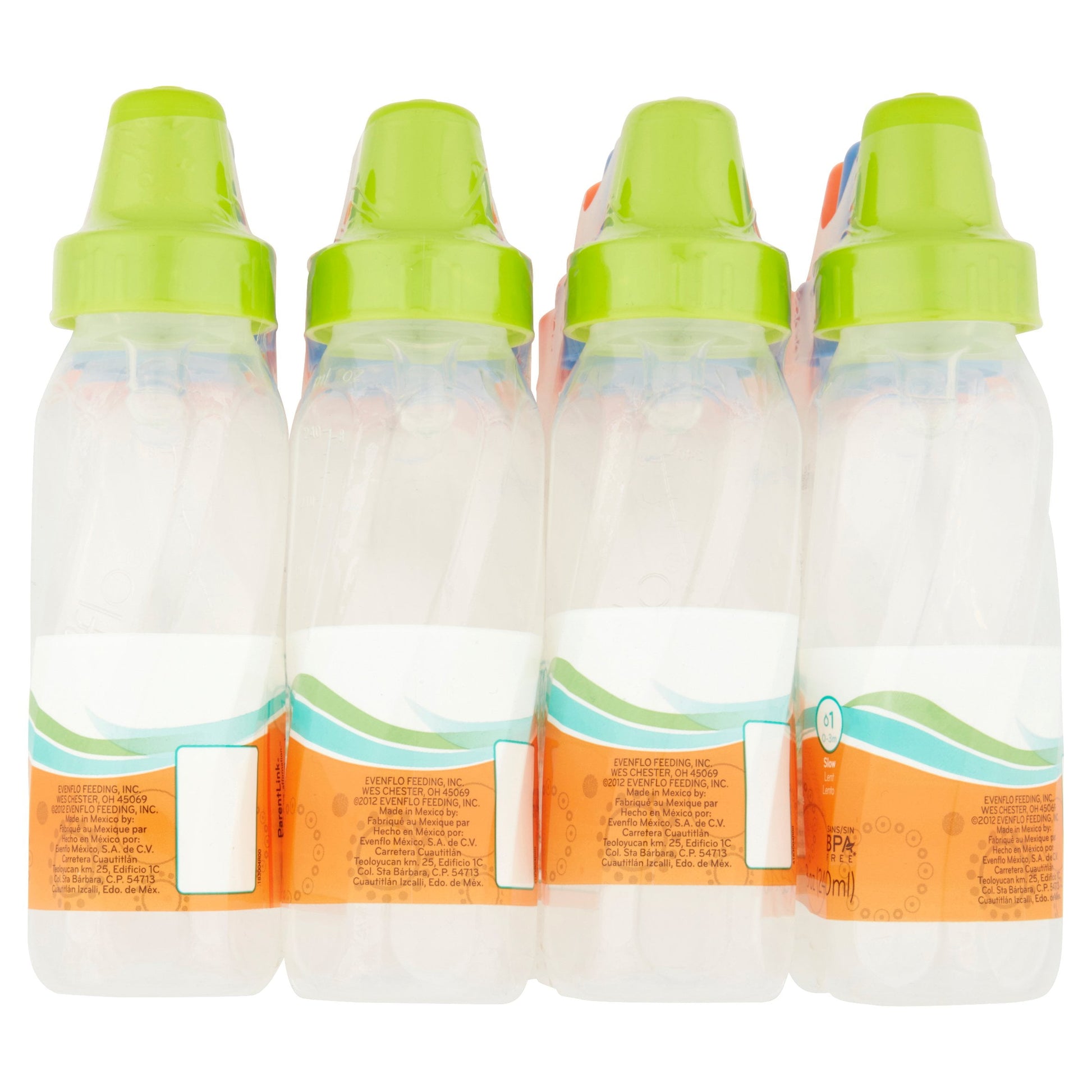 Evenflo Classic Bpa-Free Plastic Standard Baby Bottles, 8Oz, Teal/Green/Blue, 12Ct