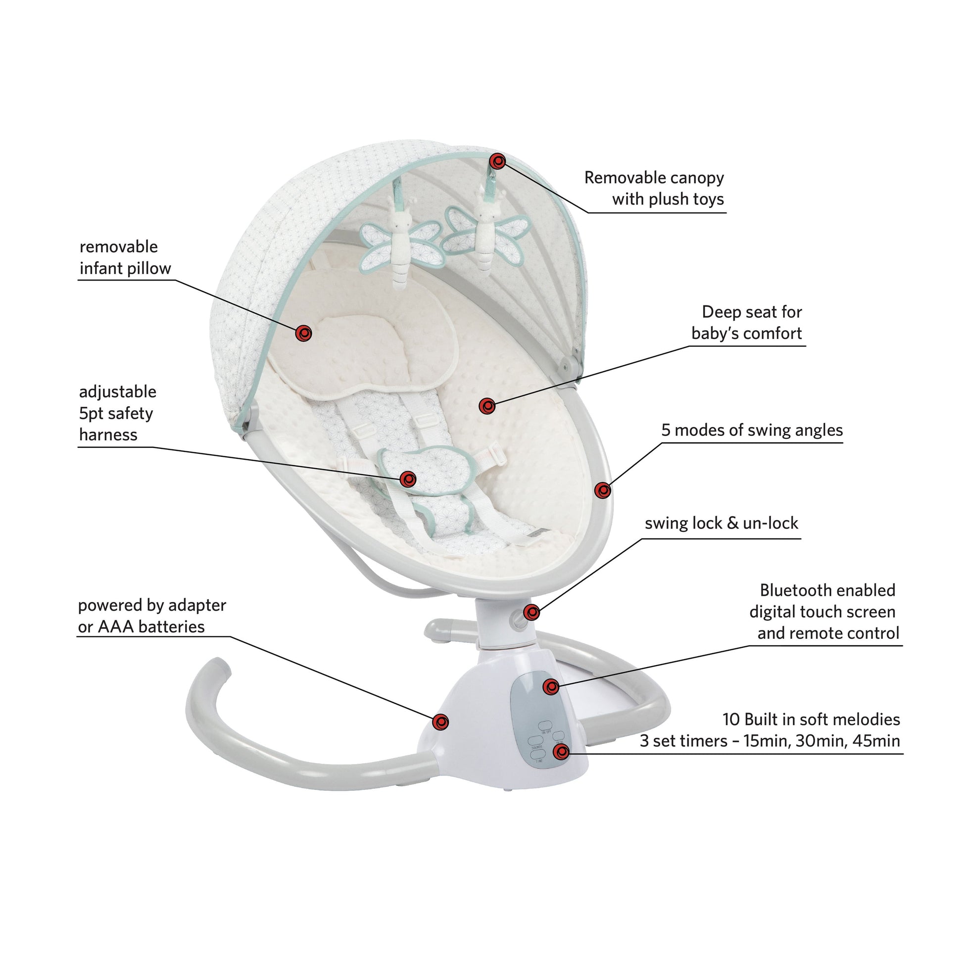 Tranquility Bluetooth Enabled Indoor Baby Swing (Stardust)