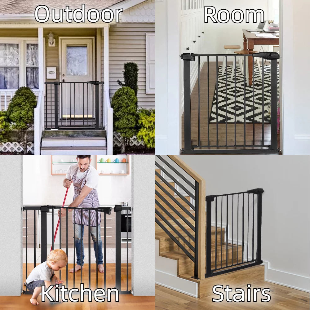 Baby Safety Gate, Baby Gates for Top Stairs Doorway, 29.5''- 40.5''Wide Pressure Mount, Black