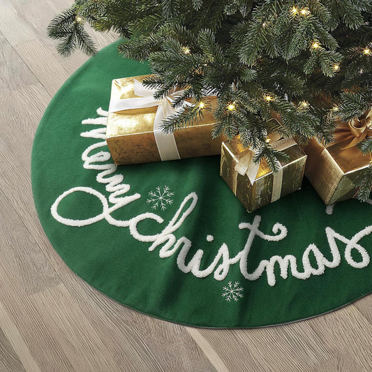 Christmas Tree Skirt, 24 Inches Green Tree Skirt for Holiday Home Decor Xmas