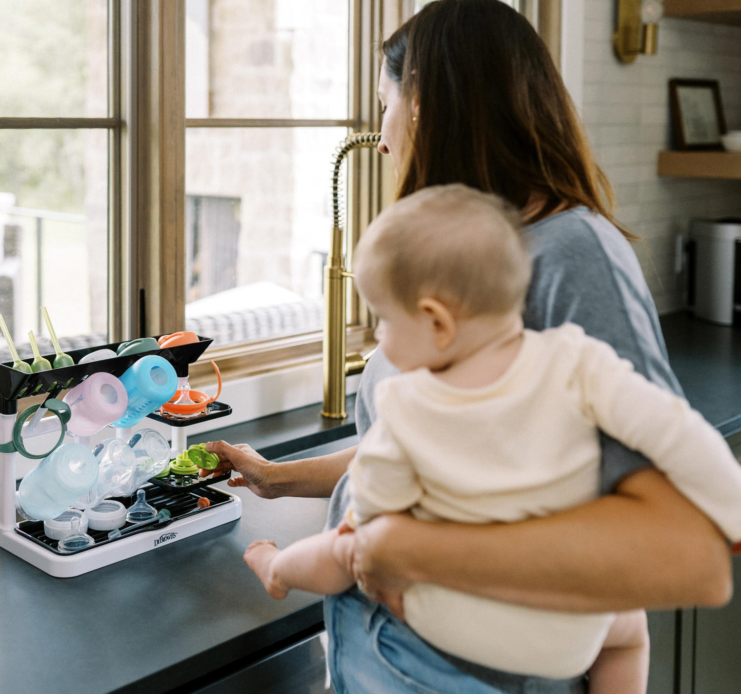 Dr. Brown’S Drying Tower, Stand-Up Drying Rack, Countertop Baby Bottle Drying with Organized Storage for Baby Essentials, Space Saving Vertical Rack