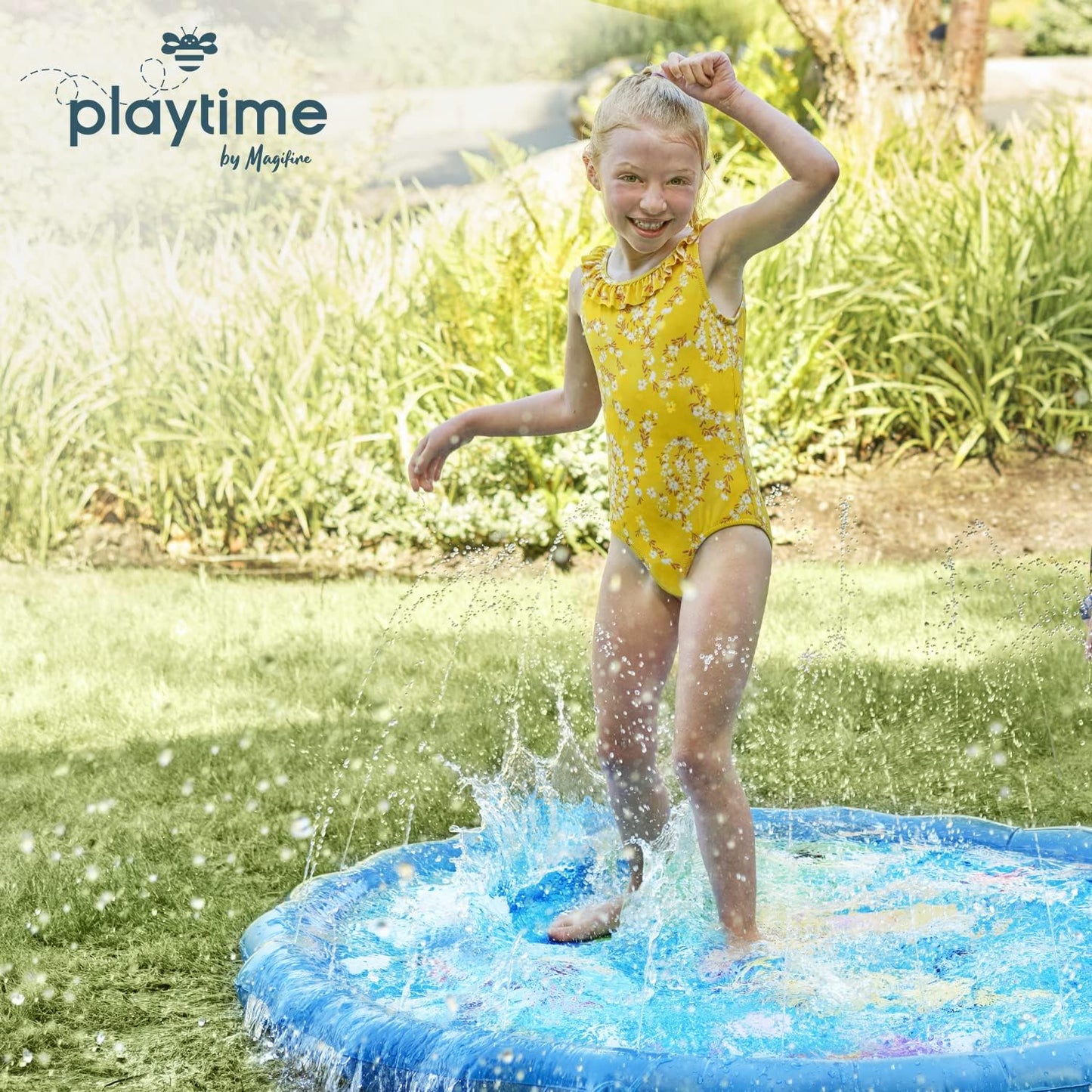 Sprinkler Splash Pad for Toddlers 1-3, 59 In., Water Toys for Dogs, Kids, Outdoor Baby Toys Ideal for Playtime and Cooling off Outside, Easy to Setup, Ideal for Summer and Backyard Activities