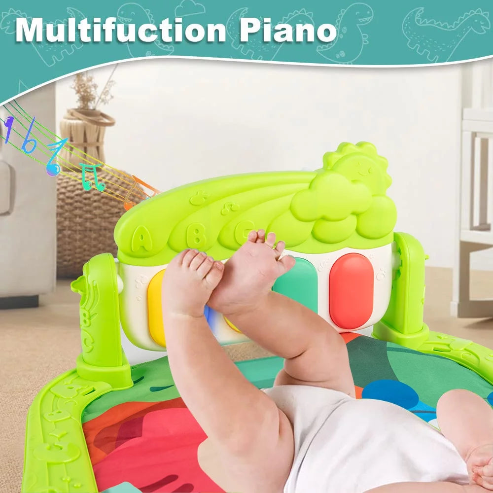 Baby Gym Play Mat Kick Play Piano Gym with Musical Tummy Time Mat Activity Center for Newborn Infants