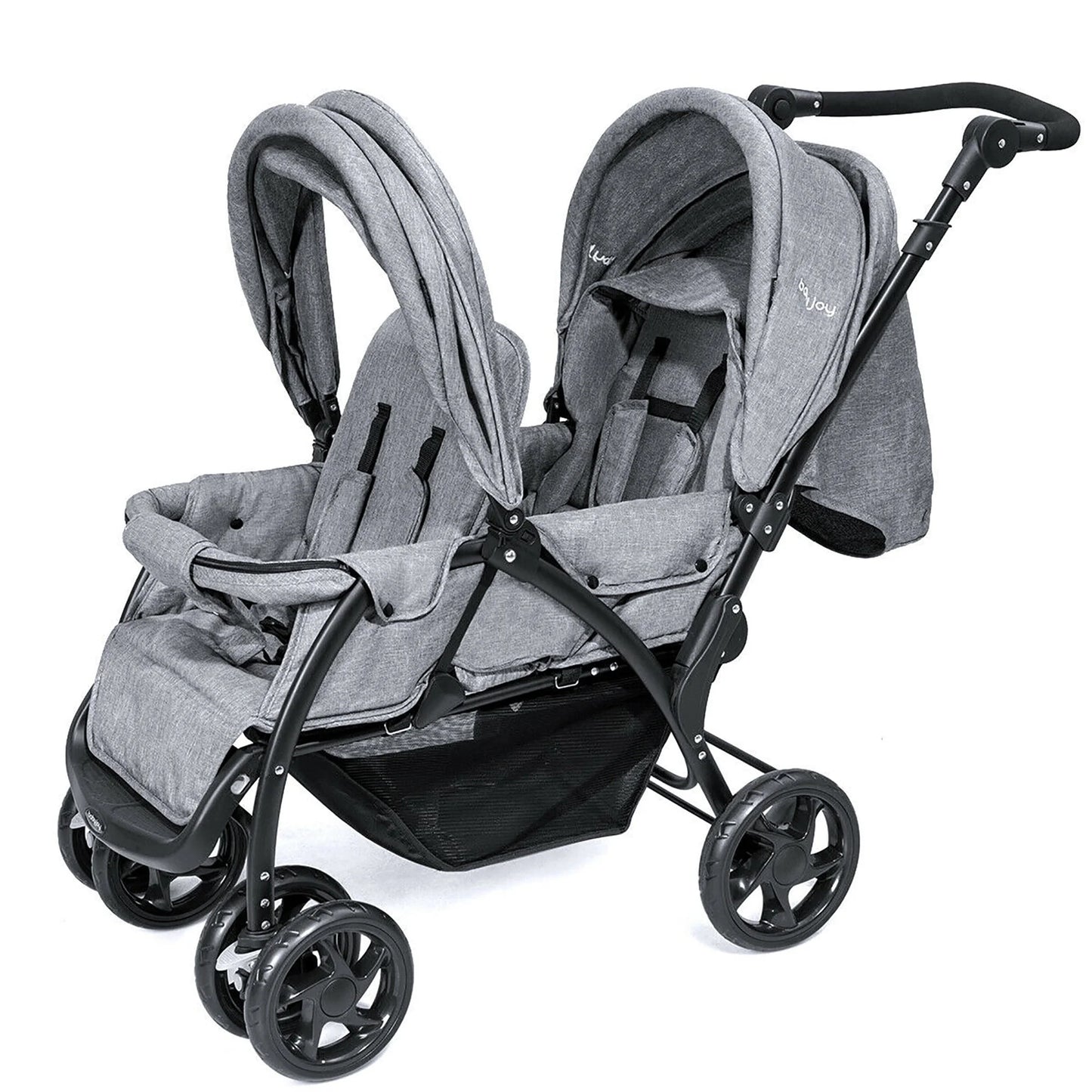 Babyjoy Double Stroller Foldable Baby Twin Lightweight Travel Stroller Infant Pushchair Grey