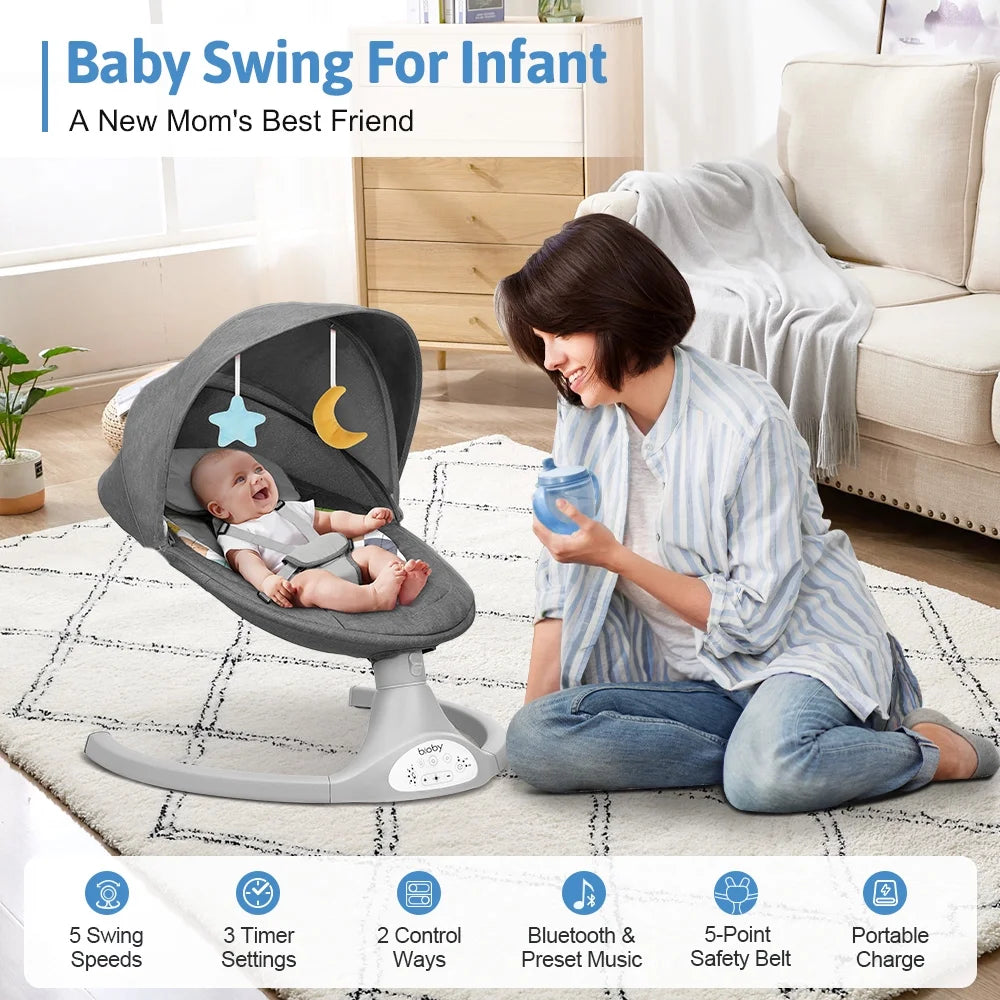 TEAYINGDE Baby Swing (Grey)