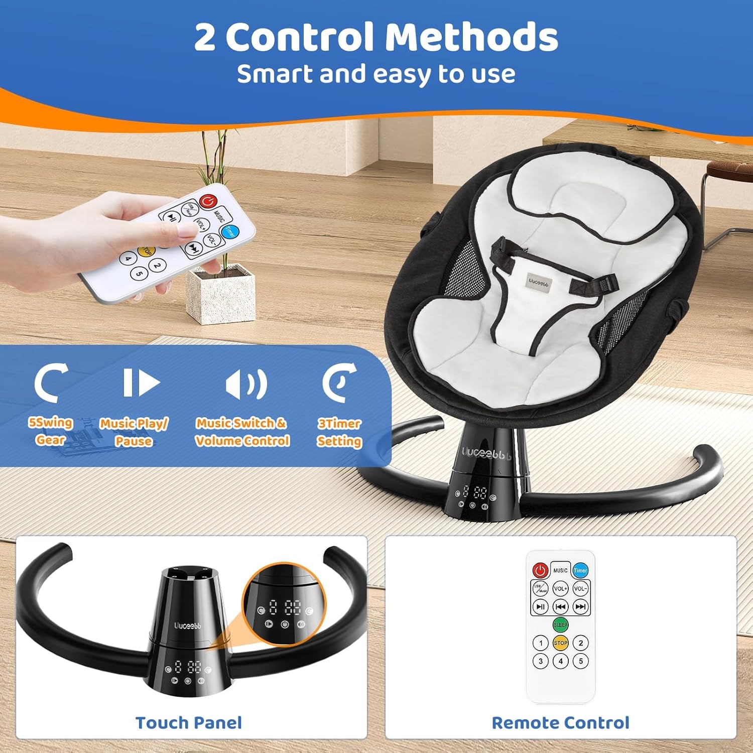 Remote Control/Touch Panel - Infant Swing for Indoor and Outdoor Use