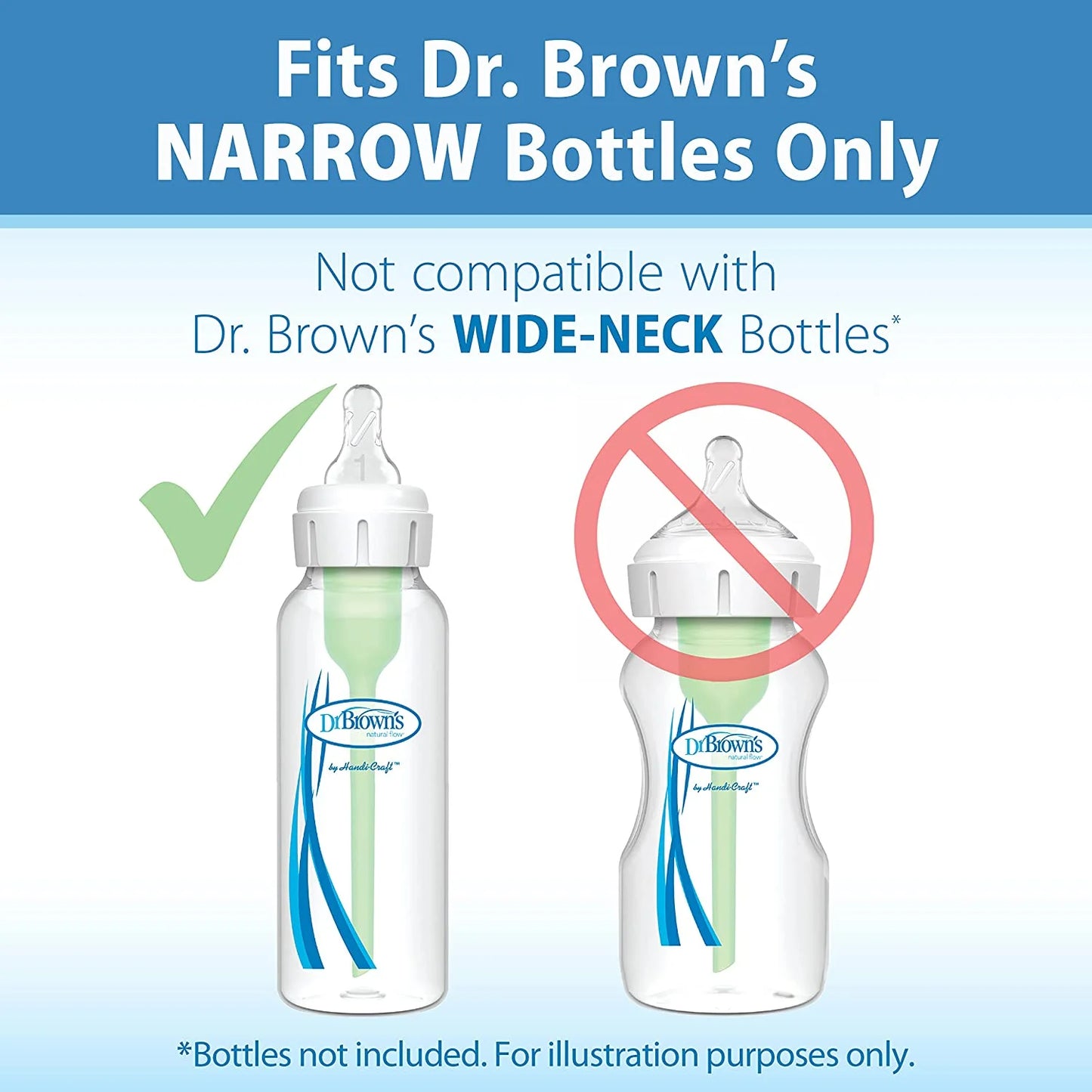 Natural Flow Level 3, Narrow Baby Bottle Nipple, Medium-Fast Flow, 6M+, 100% Silicone, 6 Pack