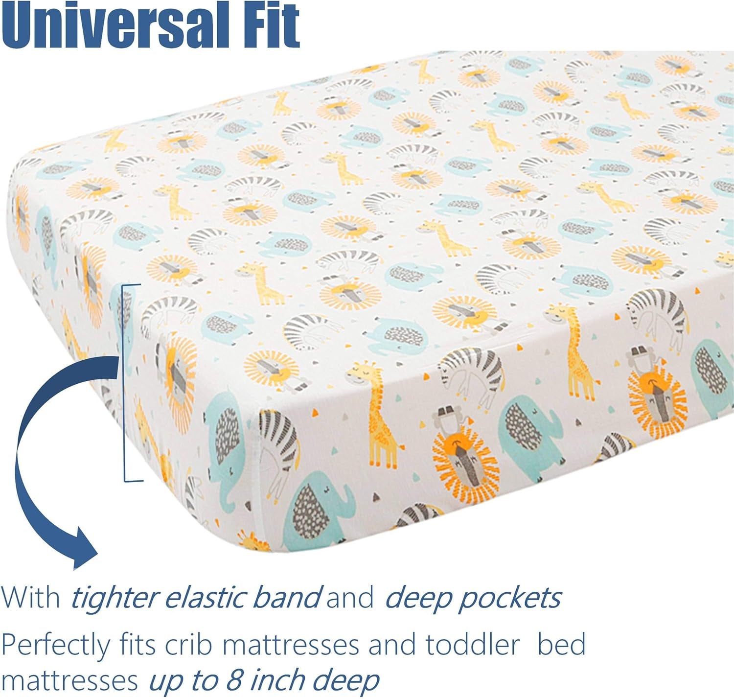 2 Pack Elephant Crib Sheet for Baby and Toddlers, Made of Silky Soft Microfiber, Size 28" X 52", Neutral Fitted Crib Sheets Set, Safari