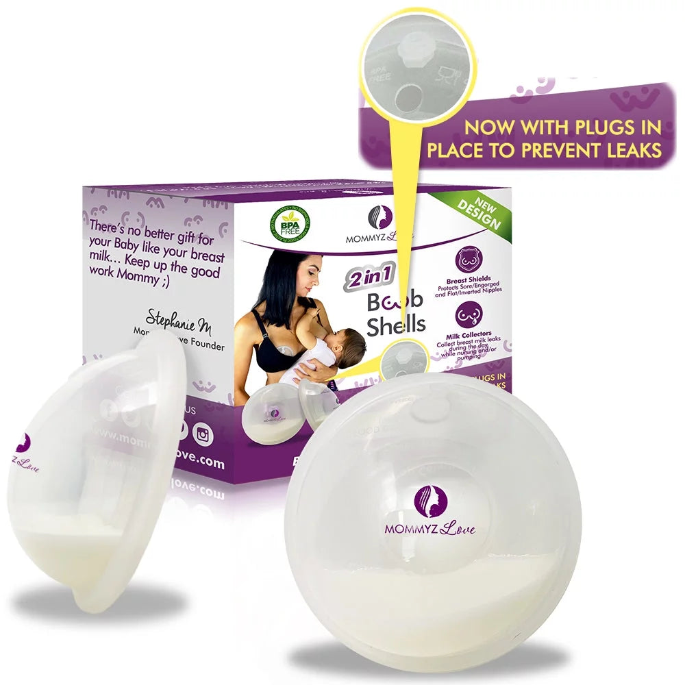 Breast Shell & Milk Catcher for Breastfeeding Relief (2 in 1) Protect Cracked, Sore, Engorged Nipples & Collect Breast Milk Leaks during the Day, While Nursing or Pumping (4 Pack)