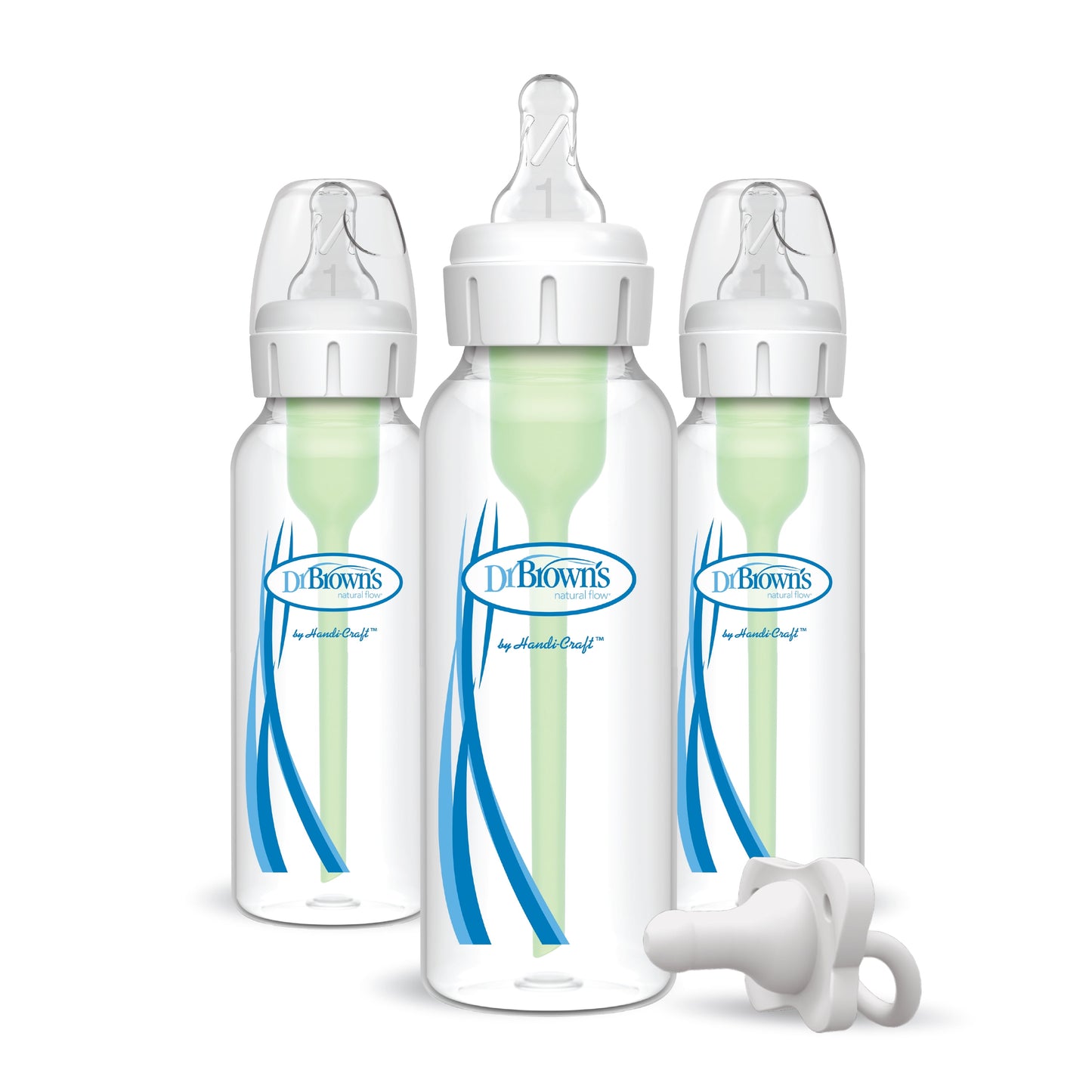 Natural Flow Anti-Colic Options+ Narrow Baby Bottle, 8Oz/250Ml, 3 Pack with Happypaci