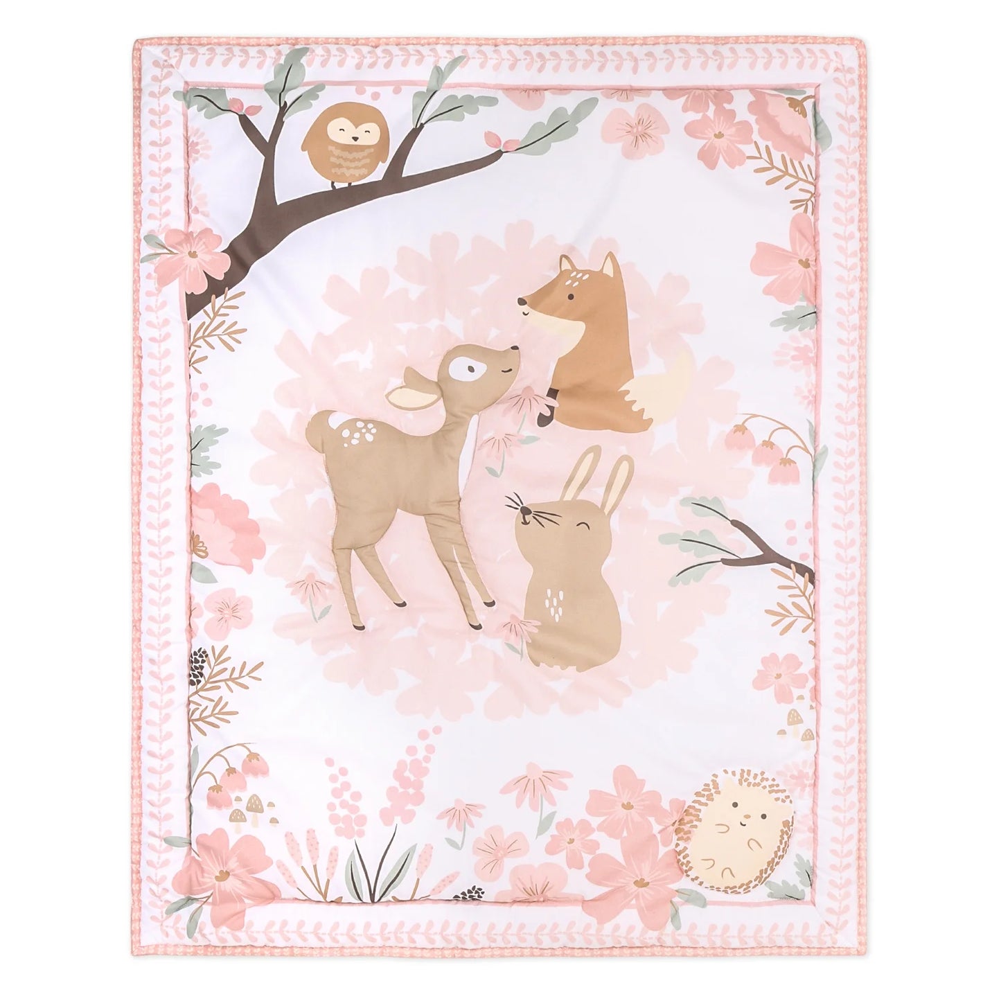 Pink and White Fairytale Forest Crib Bedding (3 Piece)