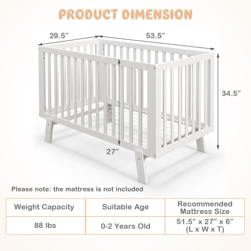 Rubber Wood Baby Crib 