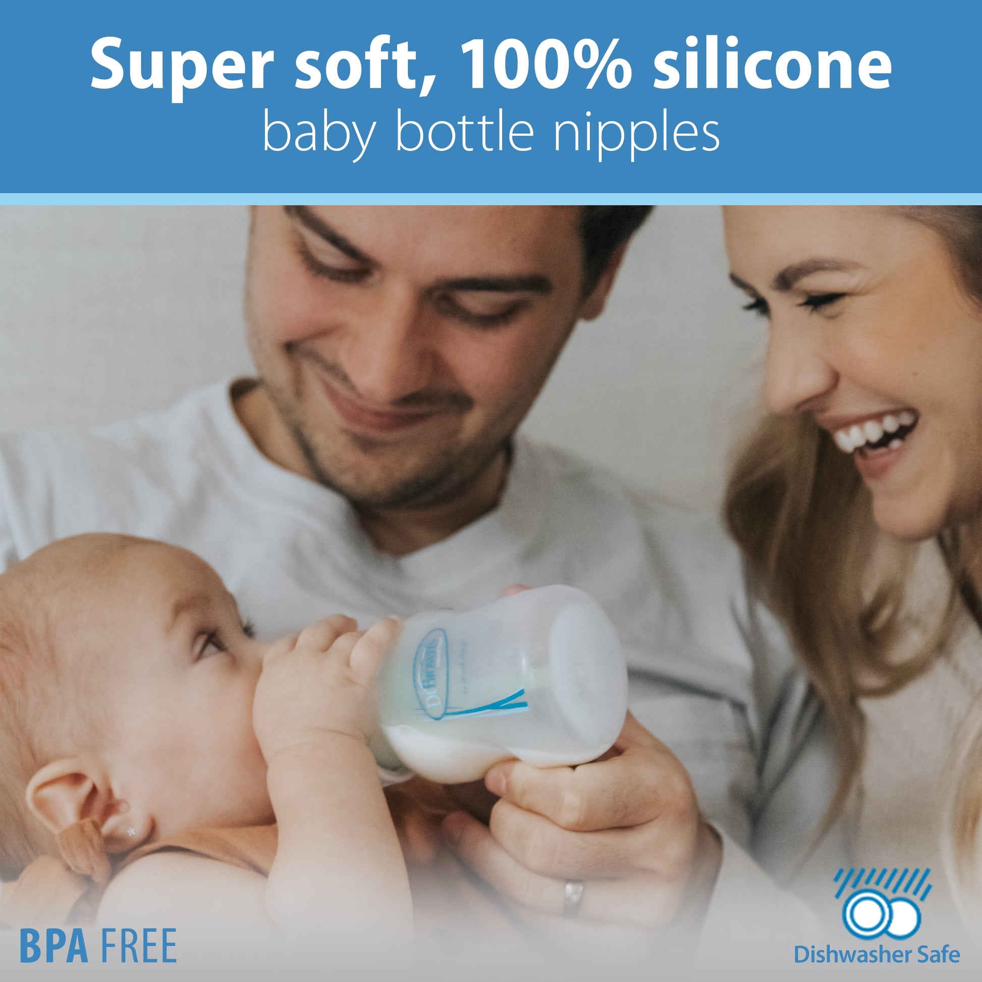 Natural Flow Level 1, Wide-Neck Baby Bottle Nipple, Slow Flow, 0M+, 100% Silicone, 6 Pack