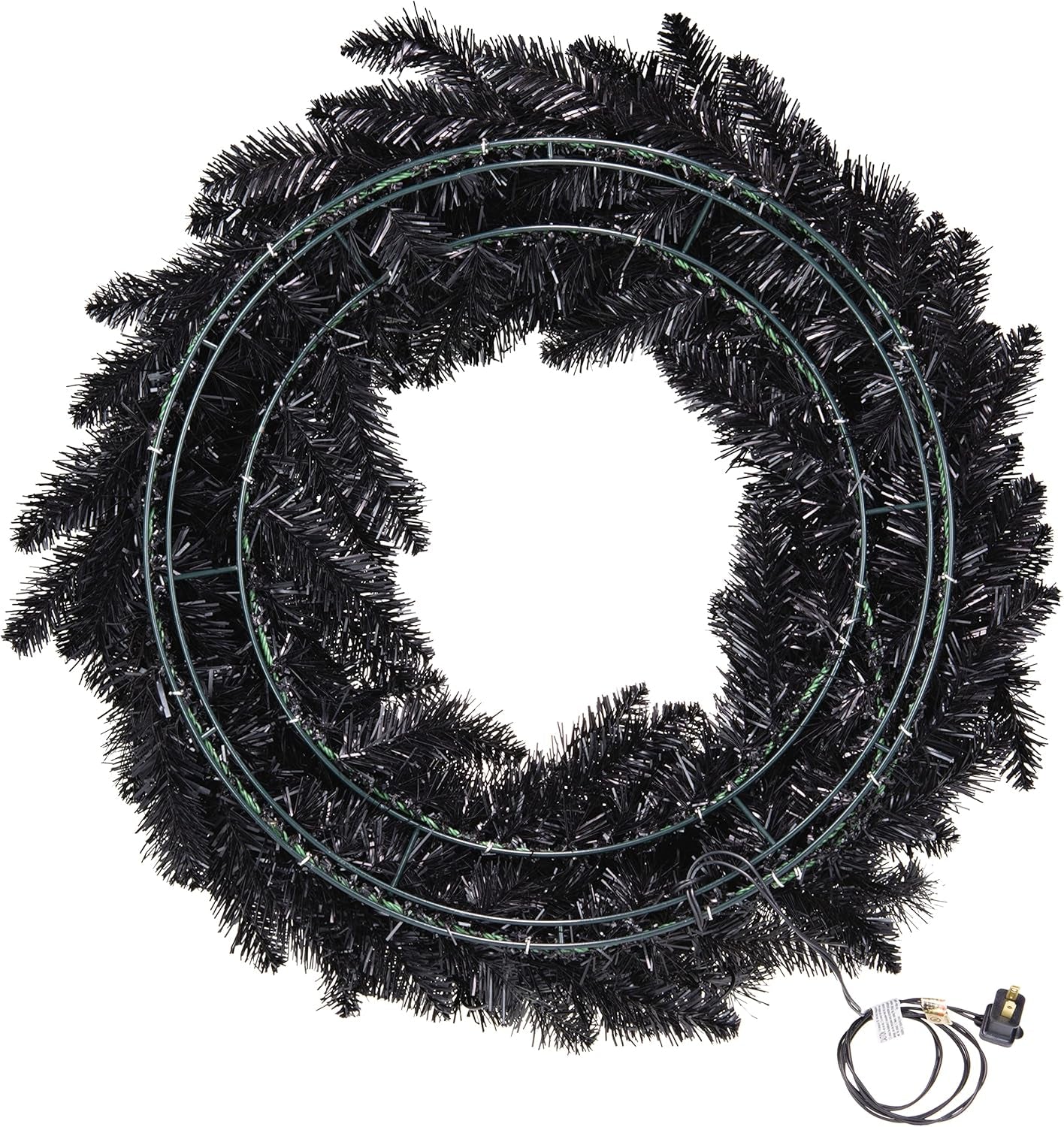 2022, Sparkling Black Halloween Wreath with Lights, 30"