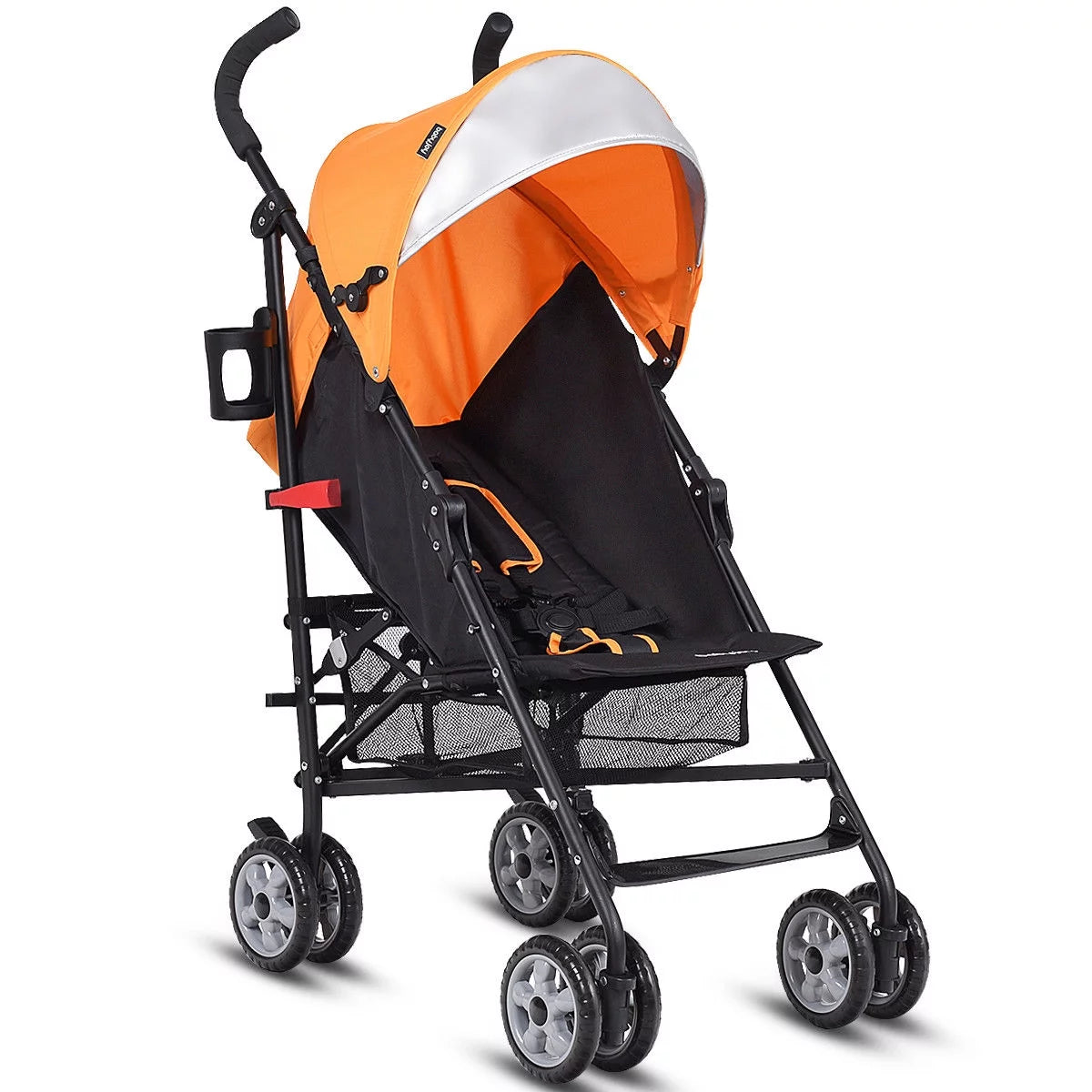 Folding Lightweight Baby Toddler Umbrella Travel Stroller with Storage Basket Orange