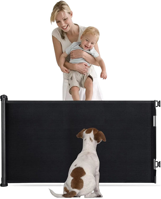Retractable Baby Gates,59"X34" Extra Wide Doorways Mesh Child Safety Gate, Pet Dog Gate for Stairs
