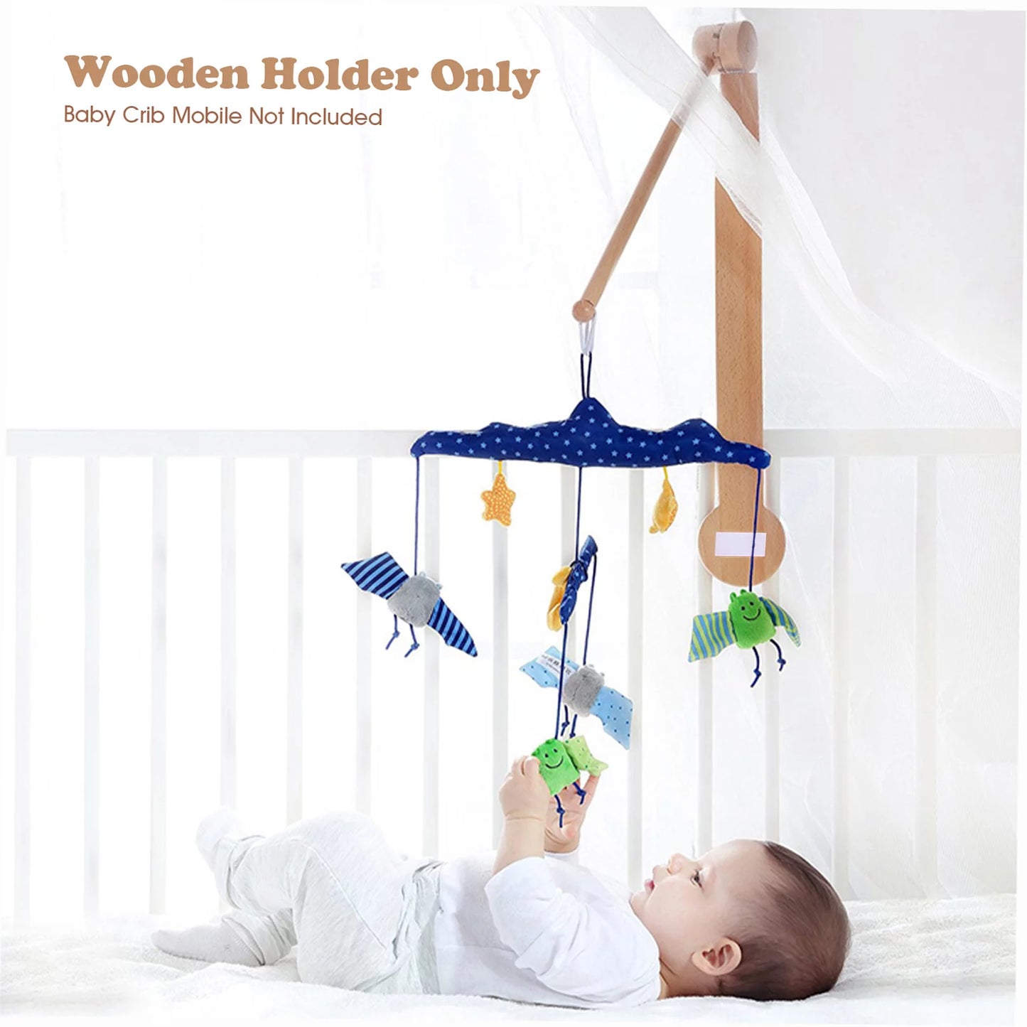 Crib Mobile, Baby Mobile Arm for Crib, Mobile Holder for Crib, Wooden Crib Mobile Holder, Mobile Arm for Baby Bed, 19-37 Inch Adjustable, 100% Beech Wooden