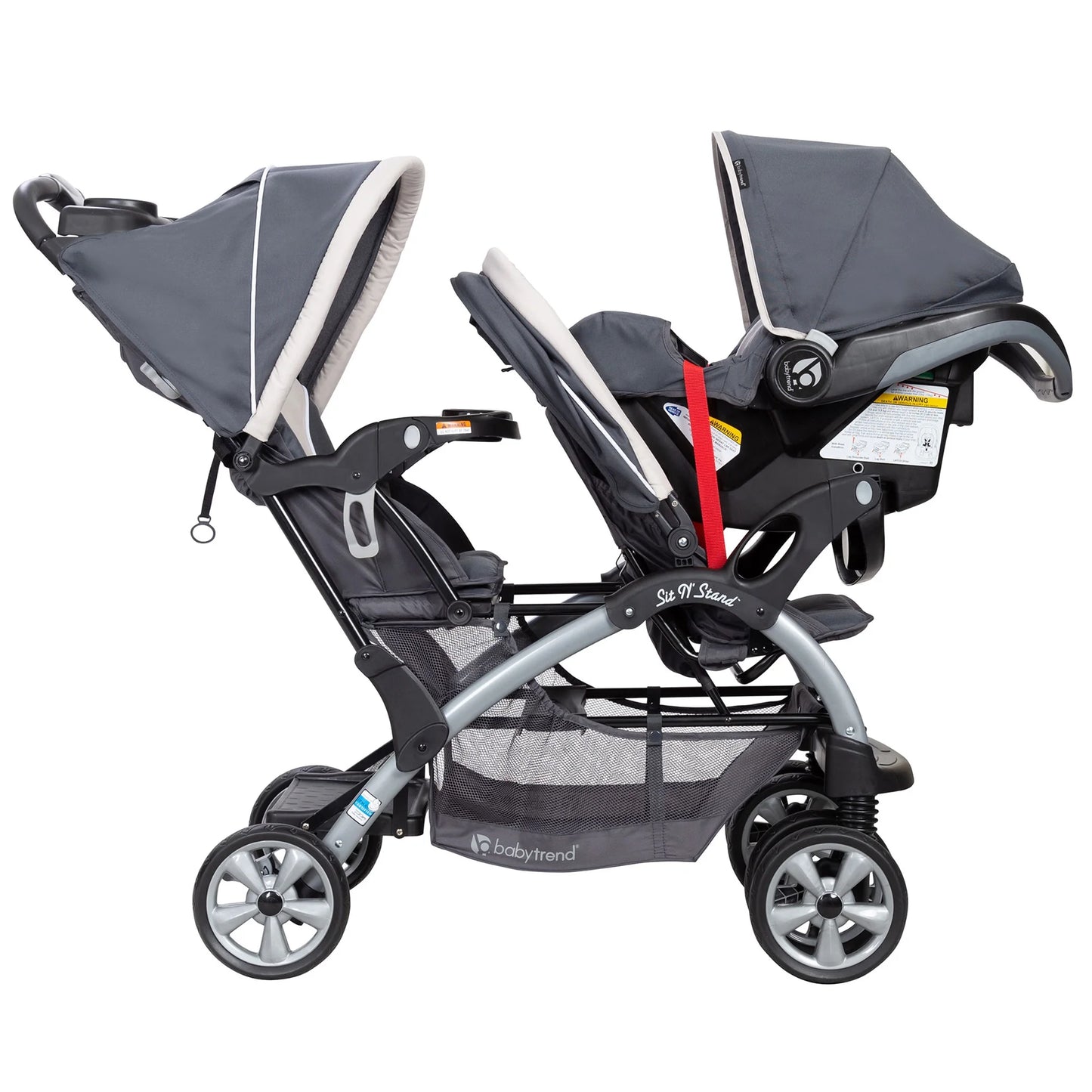 Sit N Stand Travel Double Stroller W/ Single Car Seat, Magnolia