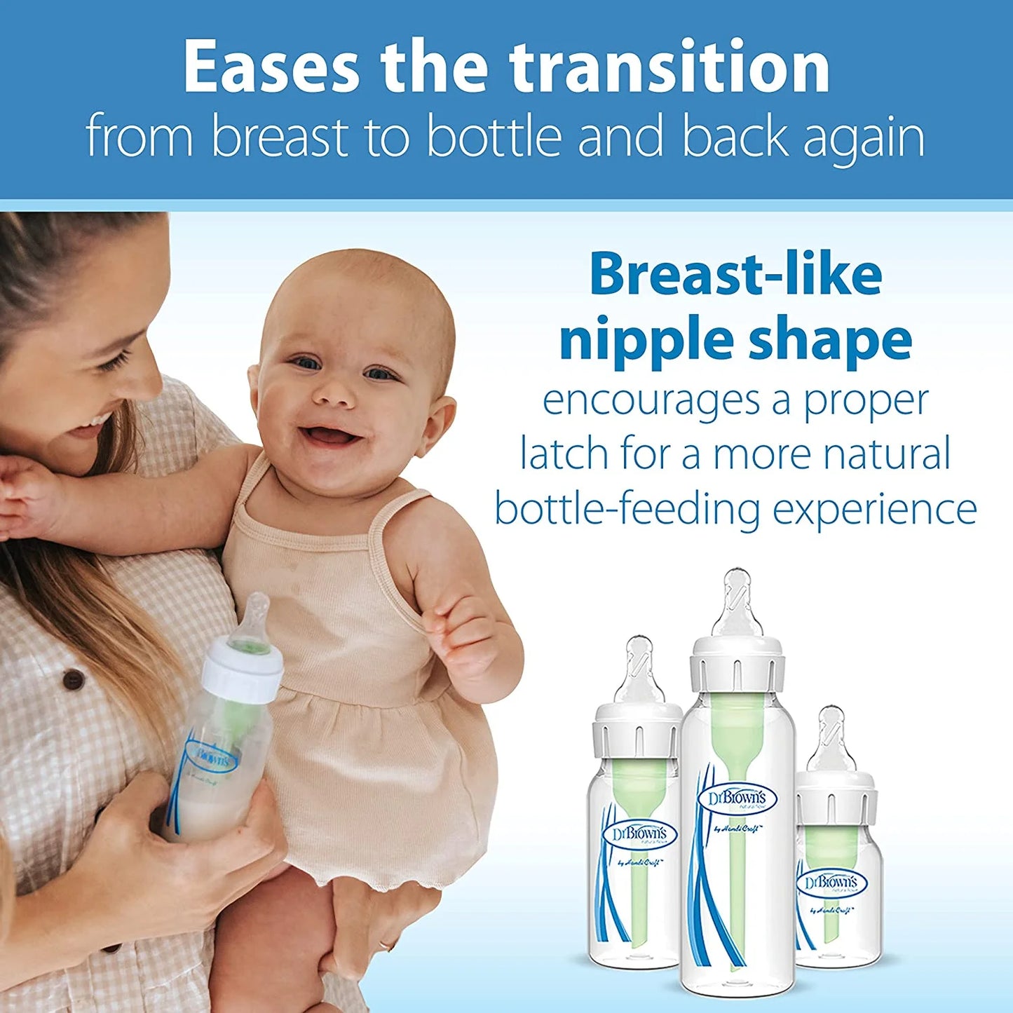 Natural Flow Level 3, Narrow Baby Bottle Nipple, Medium-Fast Flow, 6M+, 100% Silicone, 6 Pack