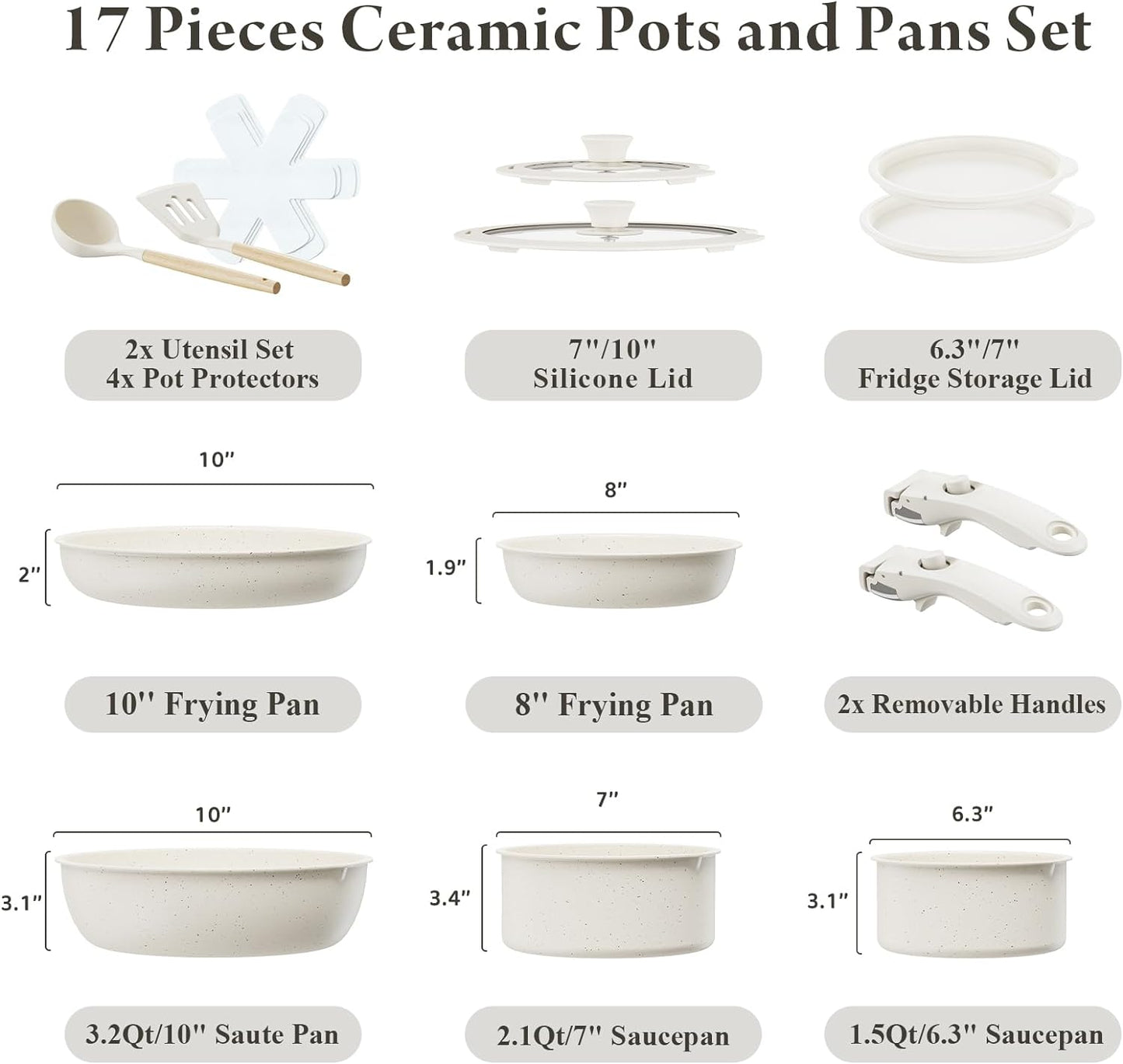 17-Piece Ceramic Nonstick Cookware Set