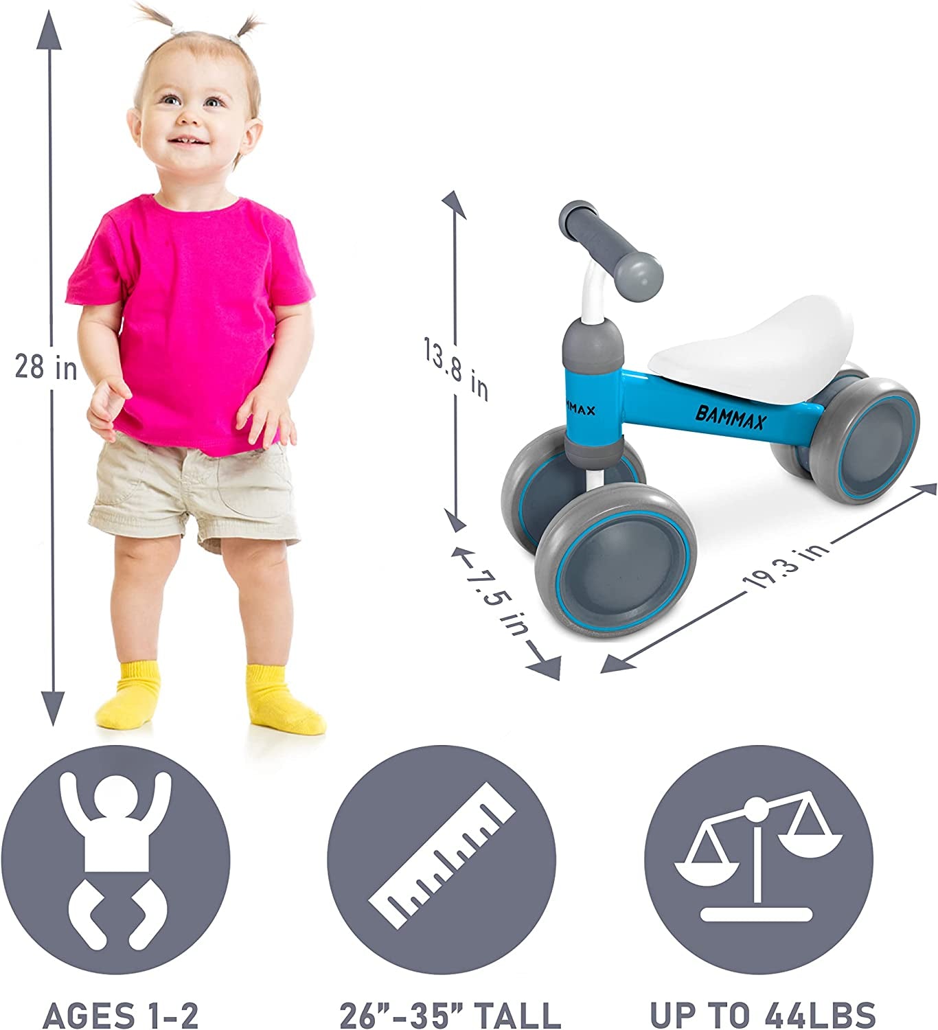 Official Tykebike® Toddler & Baby Bike | Toddler & Baby Balance Bike Ride on Toy | Easy Glide Wheels & Safer Toddler Bike Steering | Indoor/Outdoor Baby & Toddler Ride on Toy for 1+ Year Old