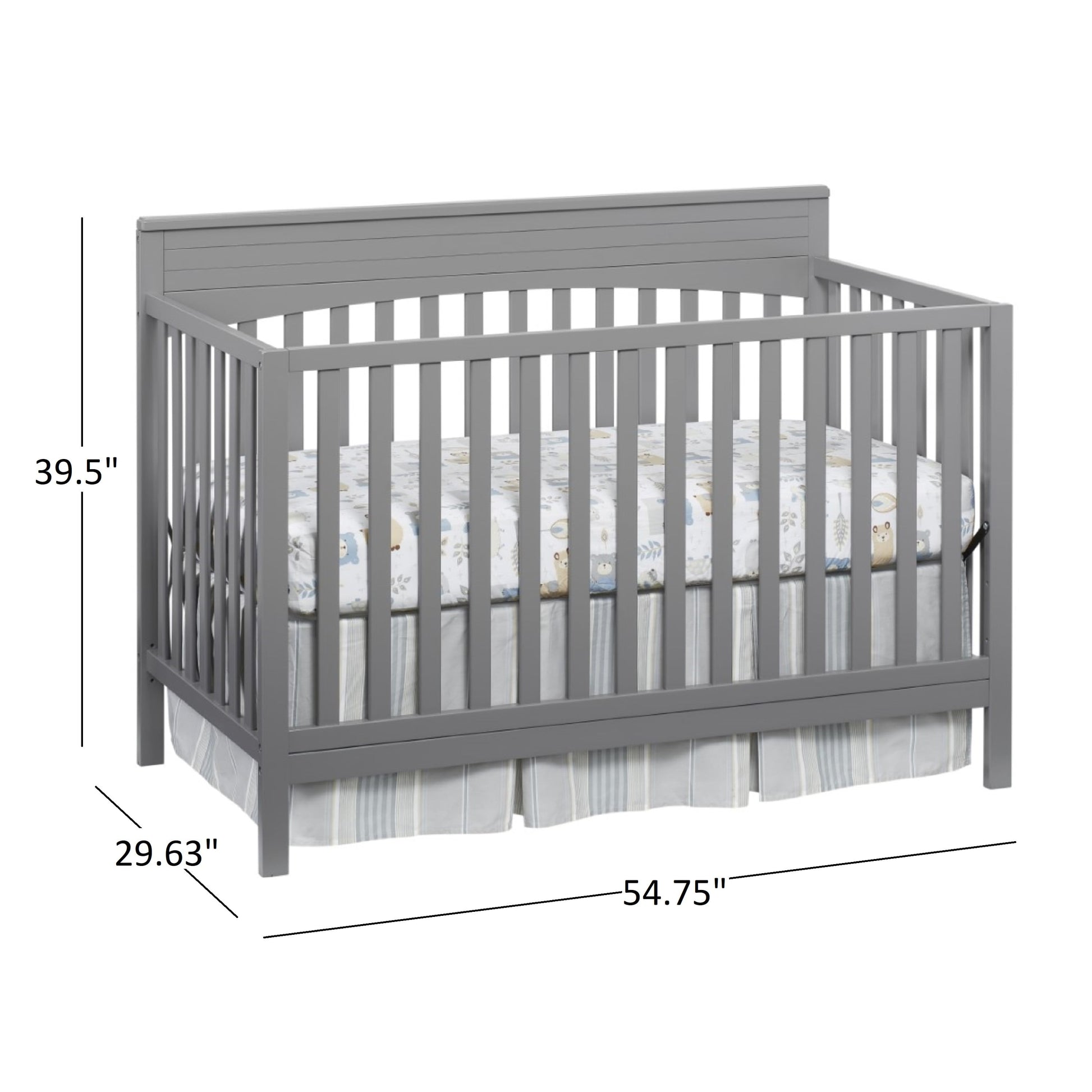 Harper 4-In-1 Convertible Crib, Dove Gray, GREENGUARD Gold Certified, Wooden Crib