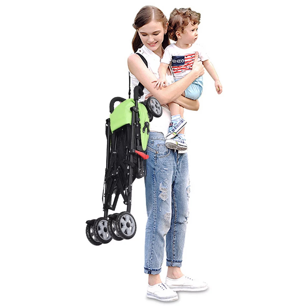 Folding Lightweight Baby Toddler Umbrella Travel Stroller with Storage Basket Green