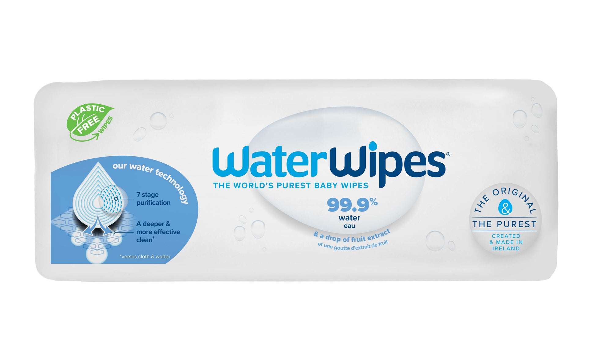 Original 99.9% Water Based Baby Wipes, Unscented, 4 Resealable Packs (240 Wipes)