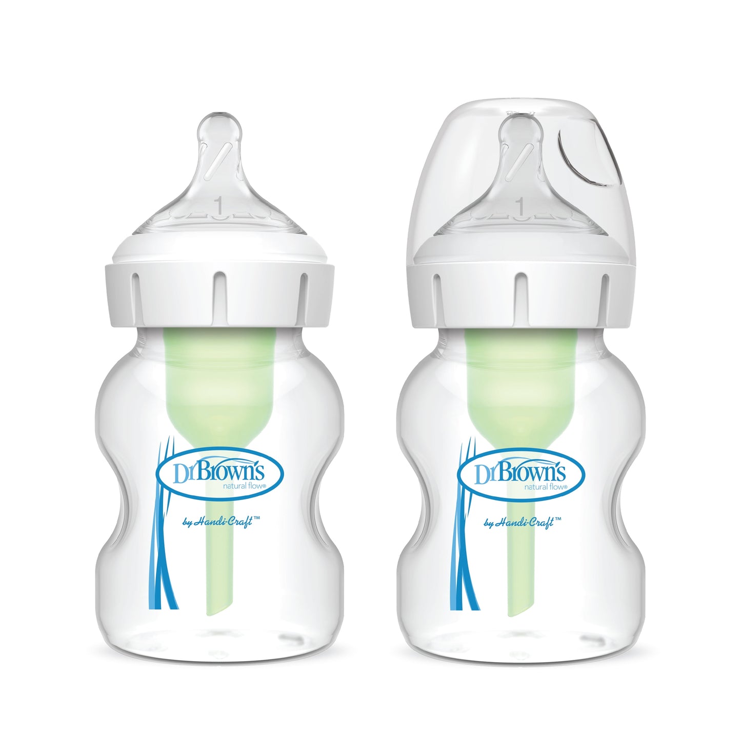 Natural Flow Anti-Colic Options+ Wide-Neck Baby Bottle, 5 Oz/150 Ml, Level 1 Nipple, 2-Pack, 0M+